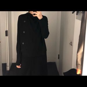 Cos Draped Cotton Cardigan in Black